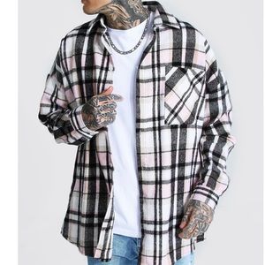 BOOHOO MAN OVERSIZED HEAVY WEIGHT FLANNEL SHIRT JACKET
